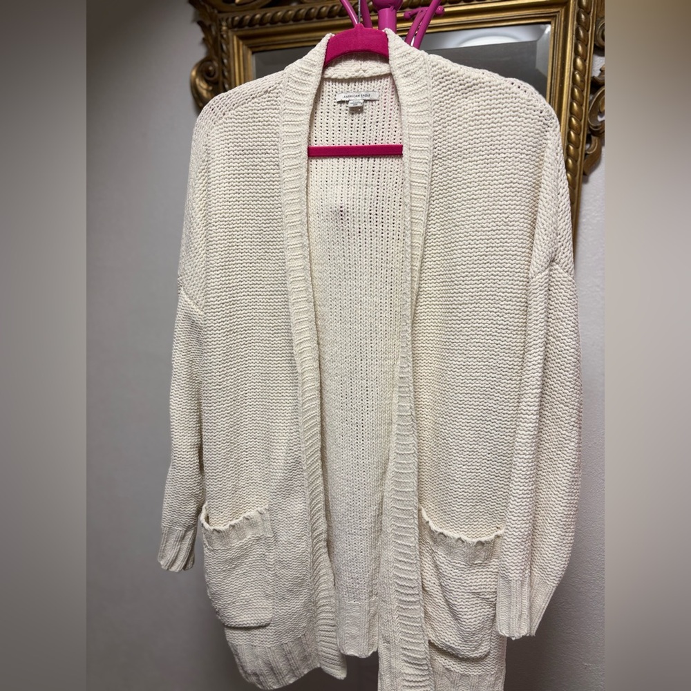 American Eagle Outfitters Cream Cardigan